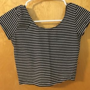 Black and White Striped Crop Top
